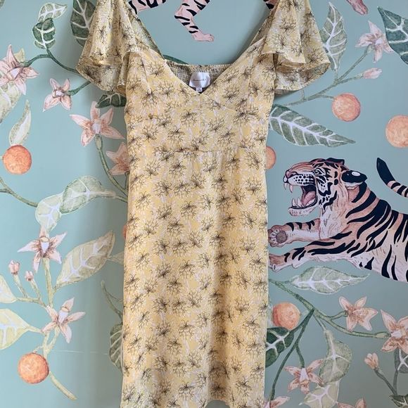 Line & Dot Jamie Mini Dress in Custard Yellow Floral, Size Medium ✨ - Picture 4 of 13